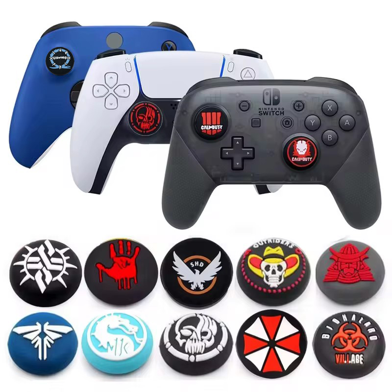 Penutup Joystick Topi Grip Stick Jempol Silikon Game Keren untuk Sony PS5 PS4 PS3 Xbox One Slim Series X/S Switch Pro ThumbStick
