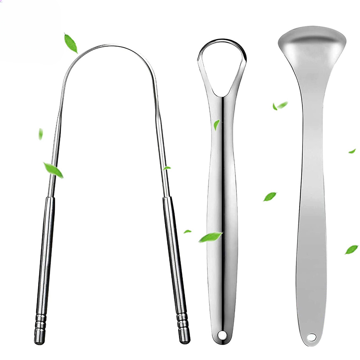 Nettoyeur de grattoir à langue en métal Premium 1 pièce/3 pièces pour adultes et enfants, grattoirs à langue portables en acier inoxydable, brosses pour enlever