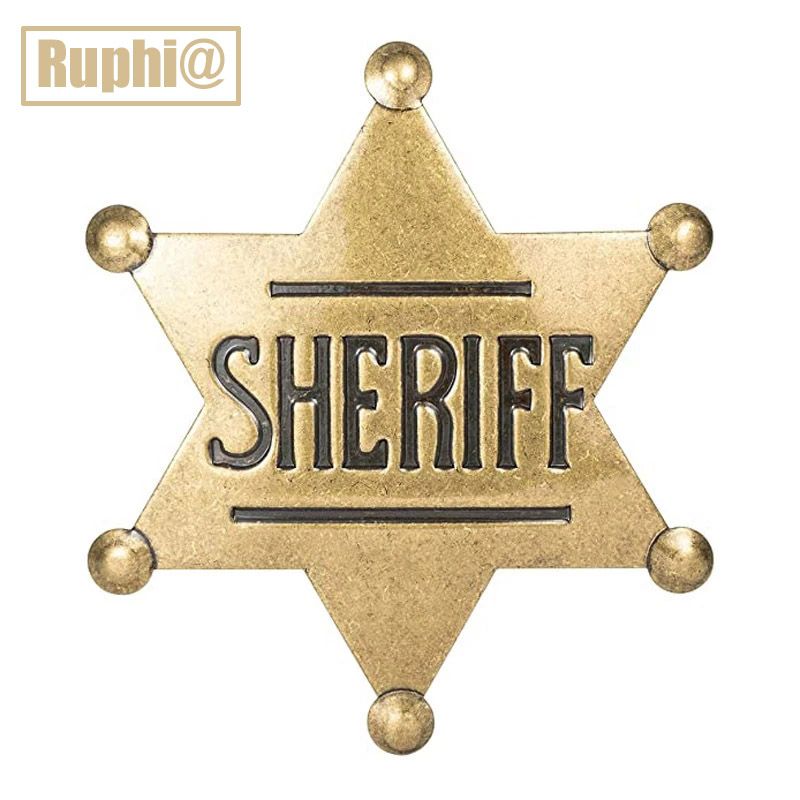 Distintivi di servizio dello sceriffo, spilla dello sceriffo in metallo per bambini Adulti Decorazione per feste da cowboy Bomboniere Forniture, Premi di carnevale scolastico Regalo