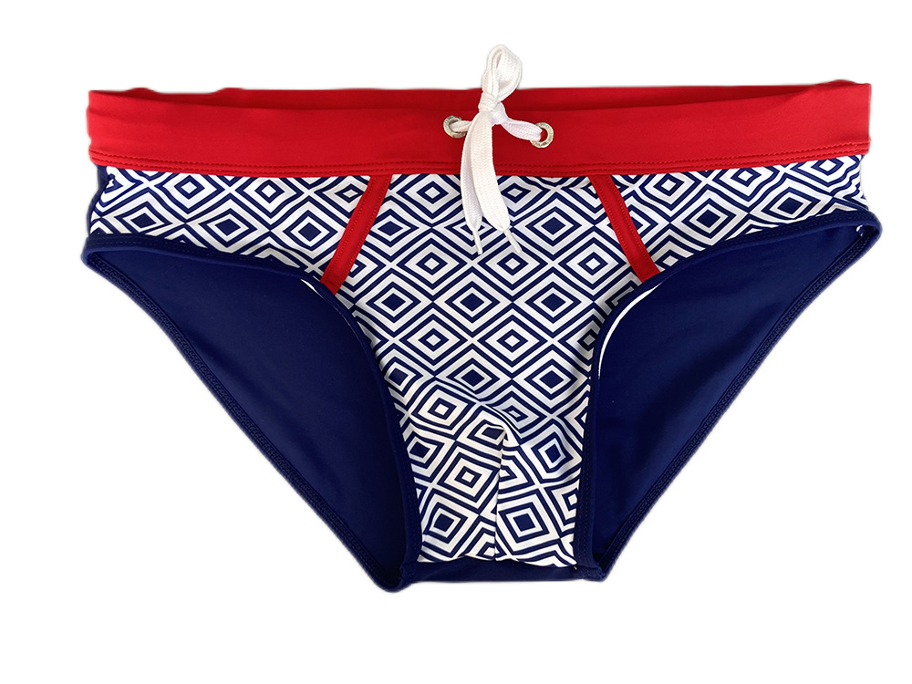 2025 juventude losango europeu e americano close-fitting cuecas de secagem rápida masculino beira-mar praia troncos de natação de cintura baixa 10087