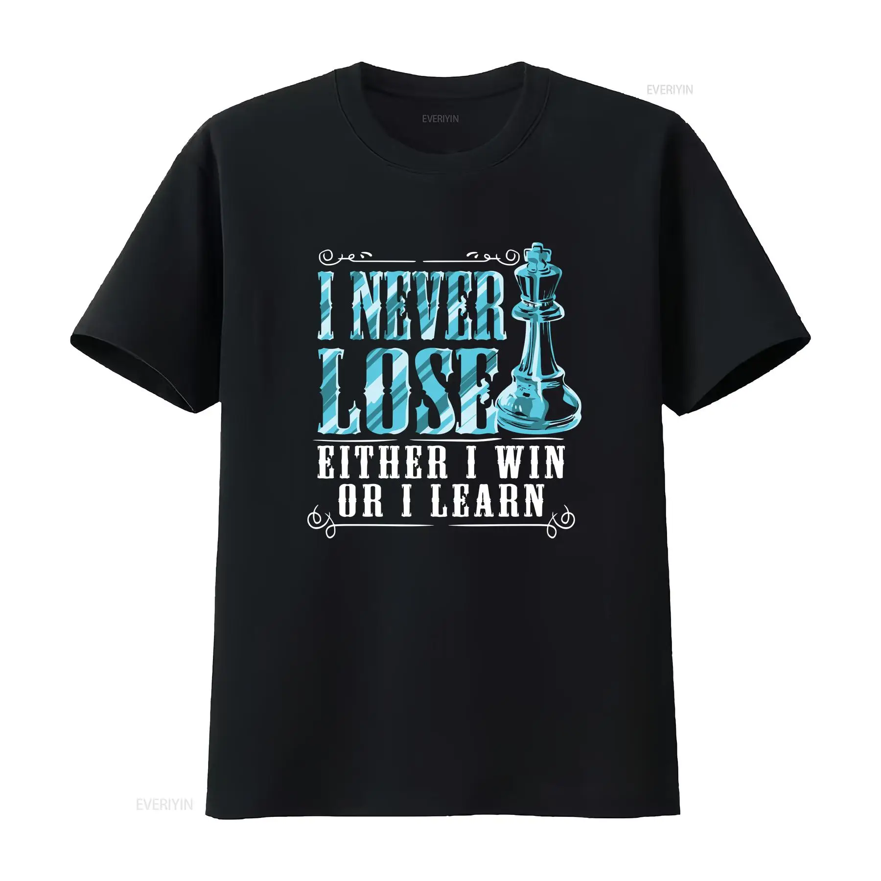 Camiseta de Jogador de Xadrez 'Eu Nunca Perco, Ganho ou Aprende', vintage, lavada, unissex, roupas de designer, streetwear confortável, ligeiramente desgastada