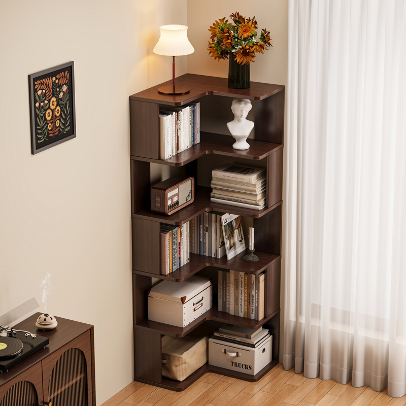 Libreria angolare in legno massello HYS, mobile angolare da soggiorno, scaffale angolare da parete, libreria semplice da camera da letto