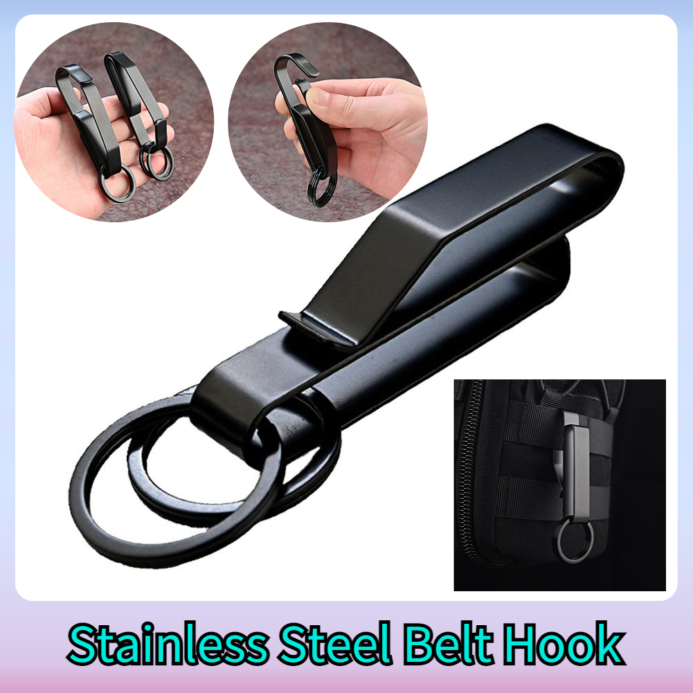 Steel Belt Hook Carabiner Car Keychain Belt Hanger Bottle Hook Camp Water Holder Tactical Outdoor EDC Buckle Tool