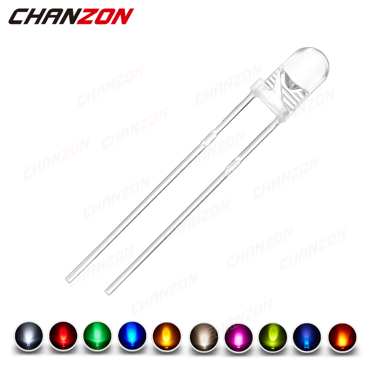 100 Uds 3mm diodo LED Ultra brillante blanco cálido rojo verde azul UV púrpura amarillo naranja rosa 2V 3V surtido emisor Multicolor
