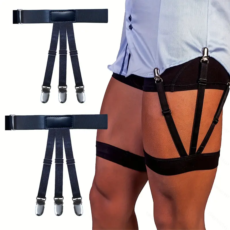Conjunto de camisa masculina ajustável, 2 peças, braçadeiras de travamento antiderrapantes confortáveis, mantém a camisa pura e escondida durante todo o dia |   Perfeito para Profe