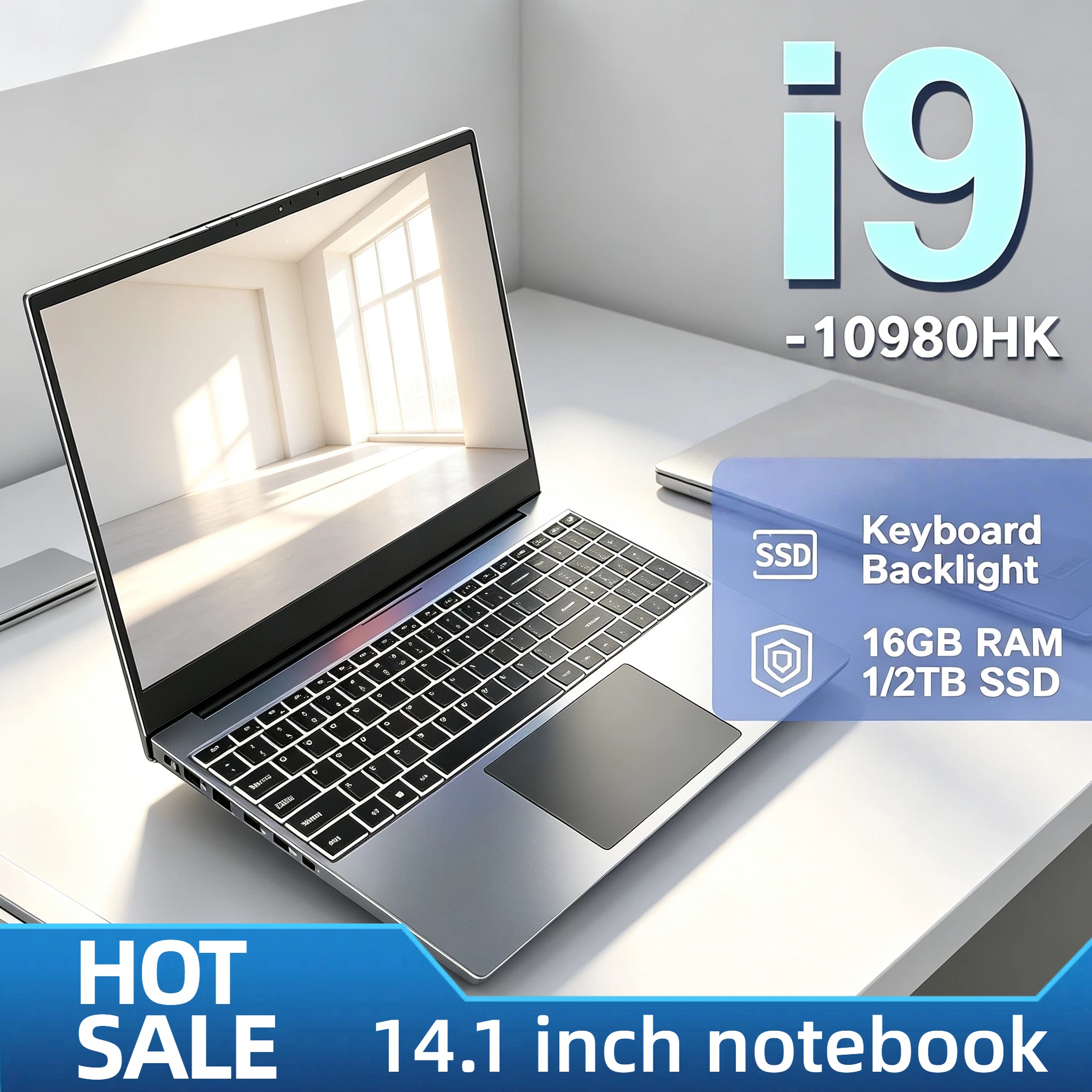 Intel Core i9 10980HK 14.1 Inch Pro Laptop 8C16T 2.4-5.3GHz 16MB 45W 32GB RAM 2TB M.2 SSD Gaming Notebook Office Fast New