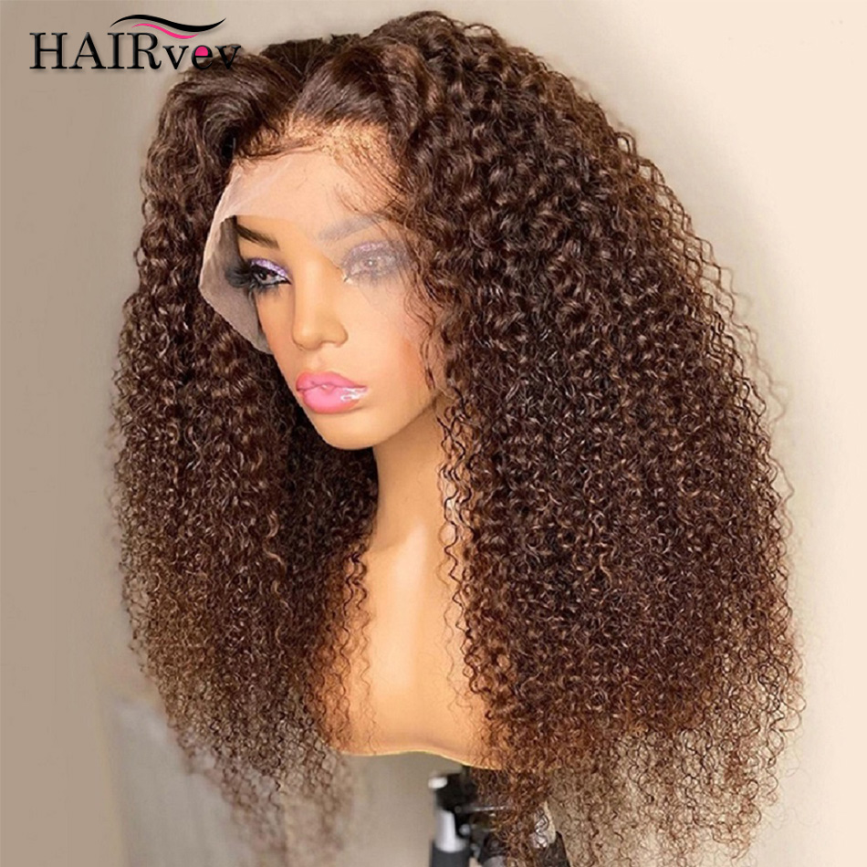 Wig Rambut Asli Brasil 13x4 Cokelat Tua dengan Lace Front, Wig 13x6 Hd Lace Frontal Tanpa Lem, Wig Rambut Manusia Keriting Cokelat untuk Wanita, Sedang Diskon