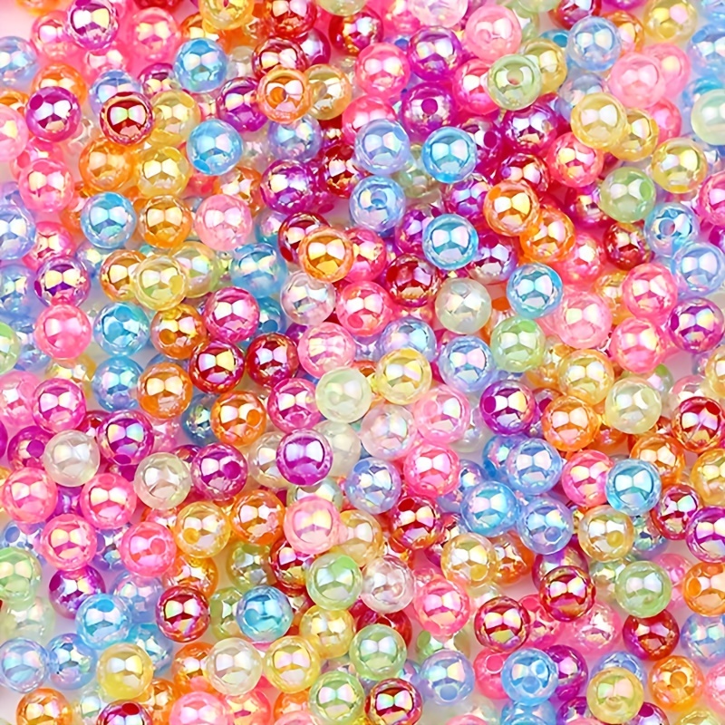 100 sztuk 6/8/10mm akrylowe koraliki z imitacji pereł、 losowy mieszany kolor、 kolor AB 、 z otworem luźny koralik Diy ręcznie robiona biżuteria materiał
