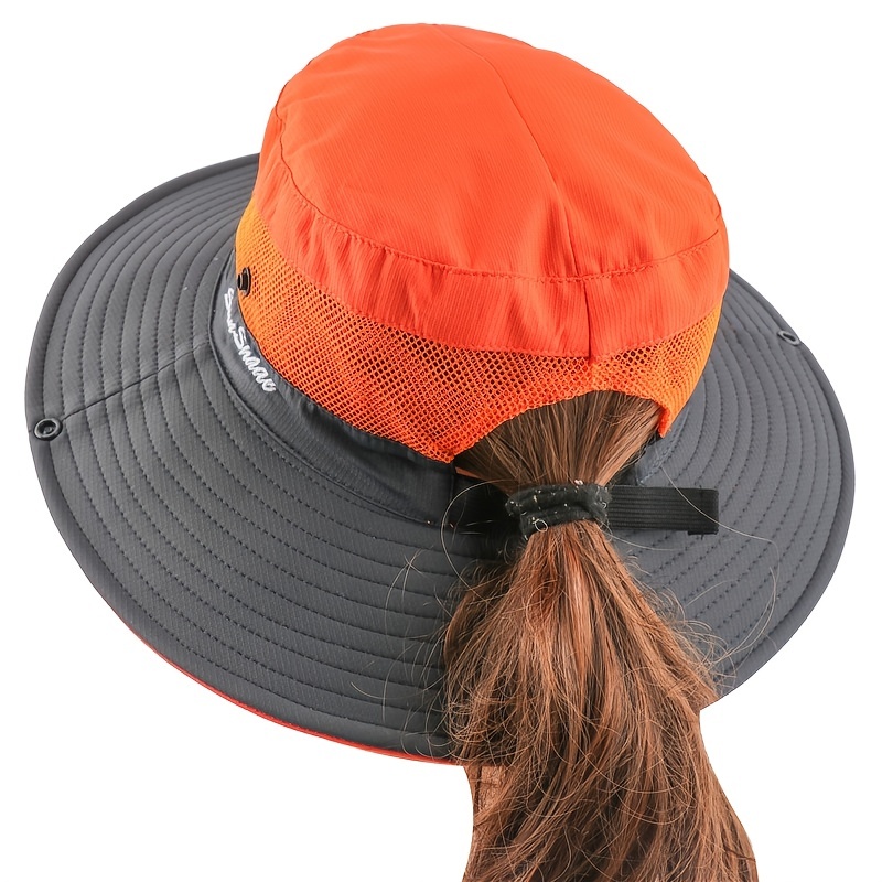 UV-Schutz-Sonnenhut mit breitem Rand und Pferdeschwanzloch – perfekt für Strand, Angeln, Outdoor-Aktivitäten und Reisen