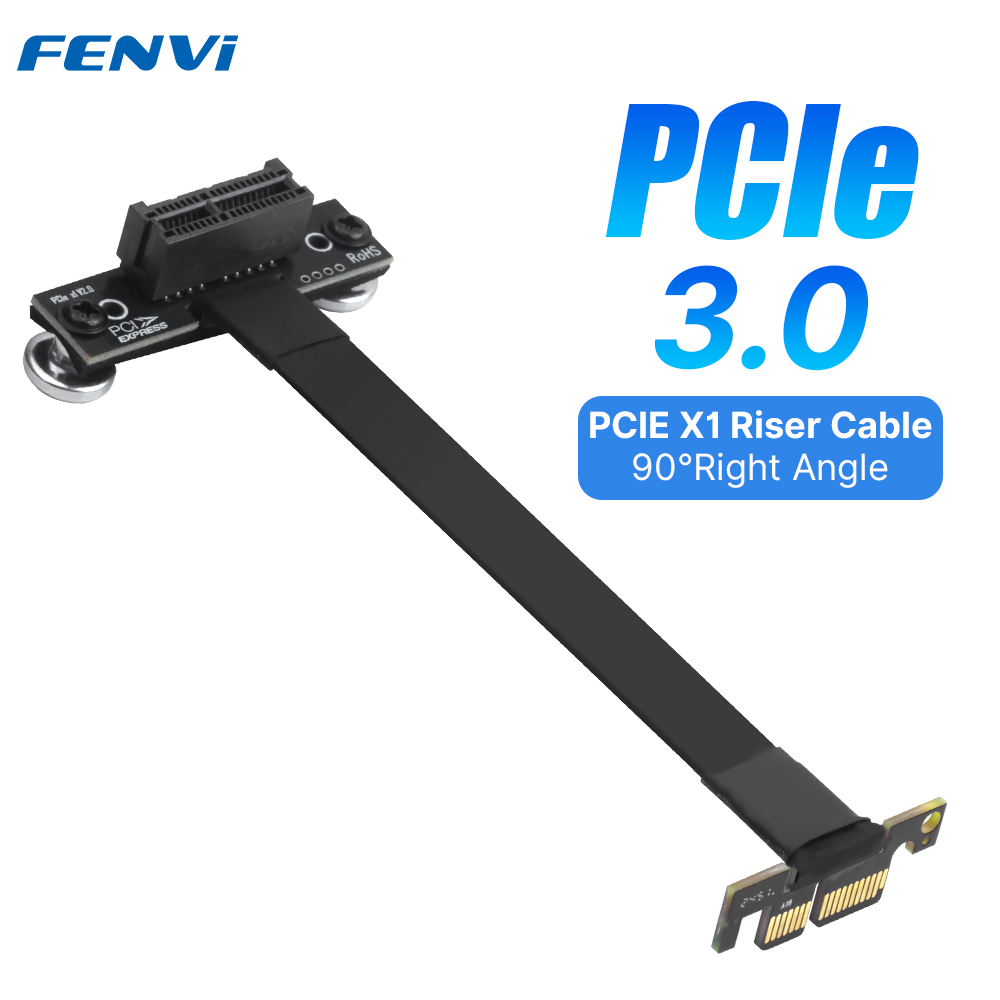 Cable Riser Fenvi PCI-E 3.0 X1 a X1, Cable de Extensión PCI 1x de 90 Grados en Ángulo Recto, 100MM para Tarjeta de Red WiFi PCIe
