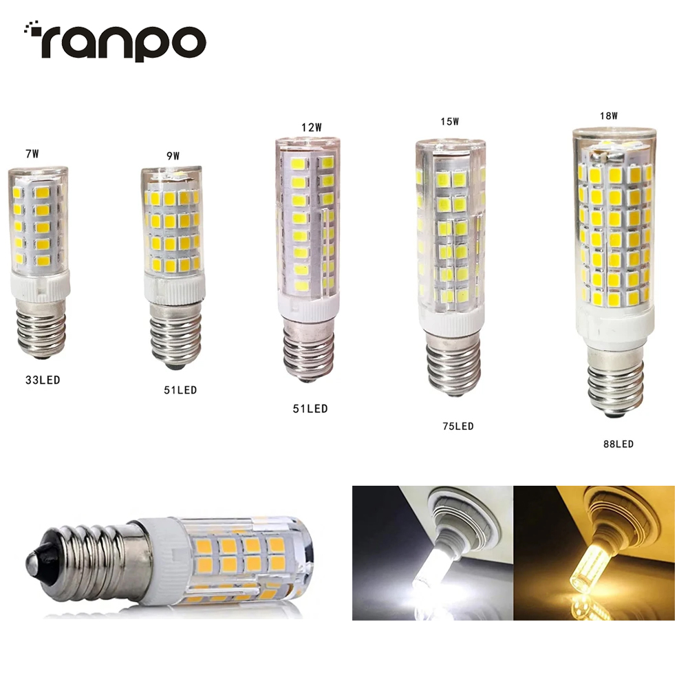 MINI E14 7W 9W 12W 15W 18WLED ข้าวโพดหลอดไฟเซรามิคเปลี่ยนหลอดฮาโลเจนโคมไฟบ้านโคมระย้าตกแต่งห้องนอน