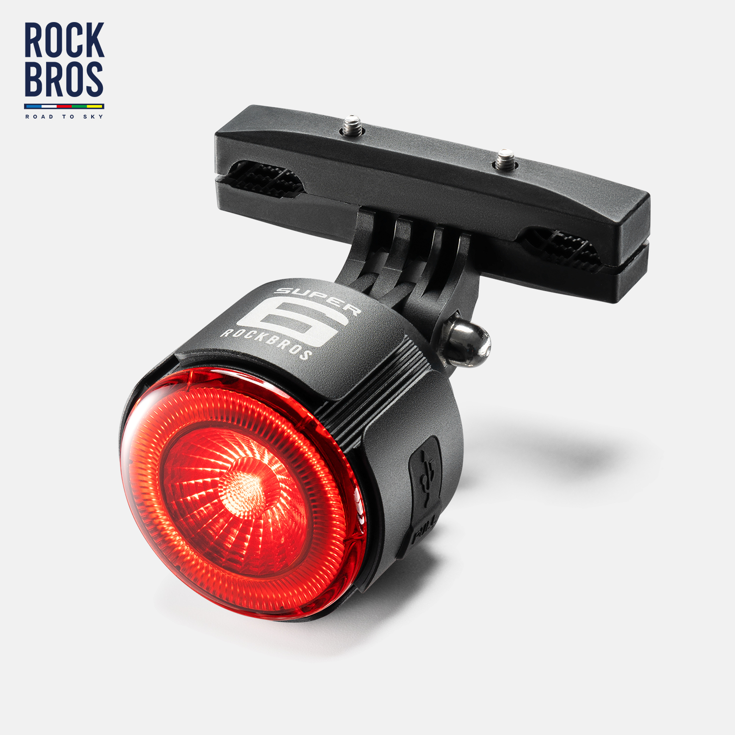 ROCKBROS Lampu Sepeda Jalan Ke Langit Lampu Belakang Cangkang Aloi Aluminium dengan Manik-manik Lampu COB 24 6Mode Lampu Penginderaan Rem Pintar Tipe C