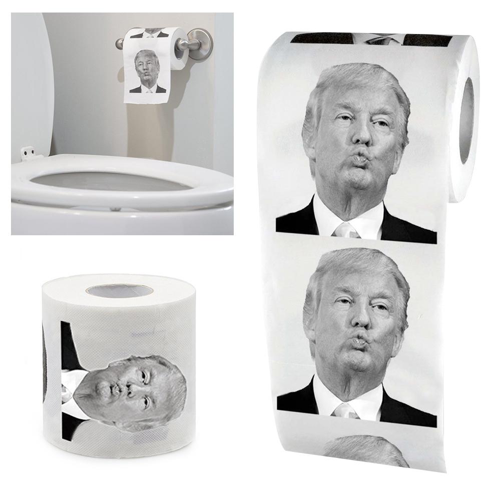 1 rolka Zabawny pocałunek Donald Trump Nadrukowany wzór Papier toaletowy Łazienka Prank Żart Zabawa Papier Humor Trump Tkanina Rolling Paper Prezent