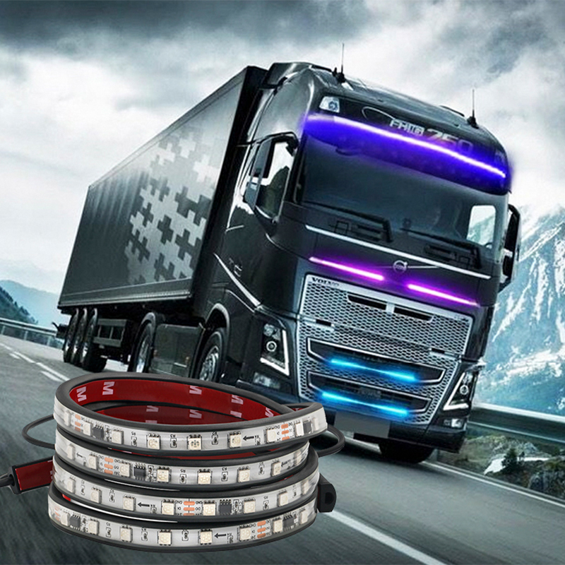 รถบรรทุก LED Ambient Light ไฟวิ่งกลางวัน Strip Night Driving ไฟเตือน RGB Symphony อุปกรณ์เสริมภายนอก LED Bar 24V