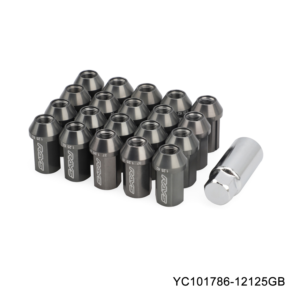 Tuercas de rueda de aleación de aluminio 7075-T6, 19 rayos hexagonales, M12x1.5, M12x1.25, longitud 42mm con 7 tuercas de bloqueo lateral, llave de seguridad antirrobo
