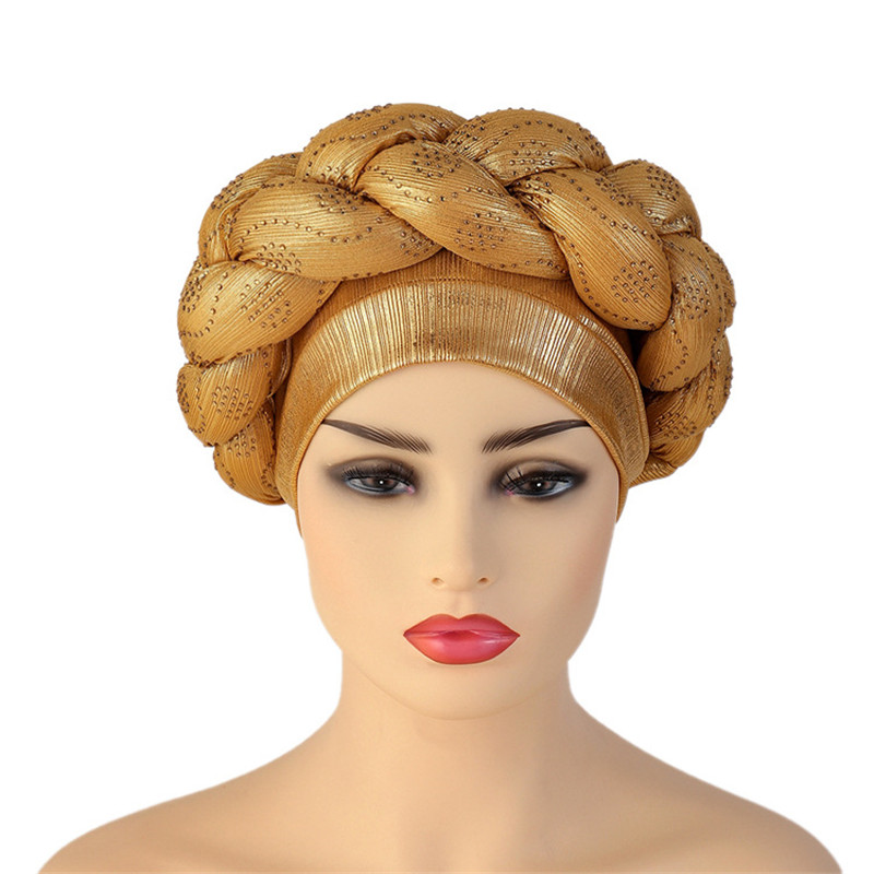 グリッターダイヤモンド三つ編みアフリカ Autogele Headtie 女性ターバンキャップ女性ヘッドラップ