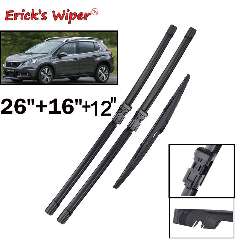 Zestaw piór wycieraczek przednich i tylnych Erick do Peugeot 2008 A94 2013-2018 Szczotki szyby przedniej 26 "+ 16" + 12"
