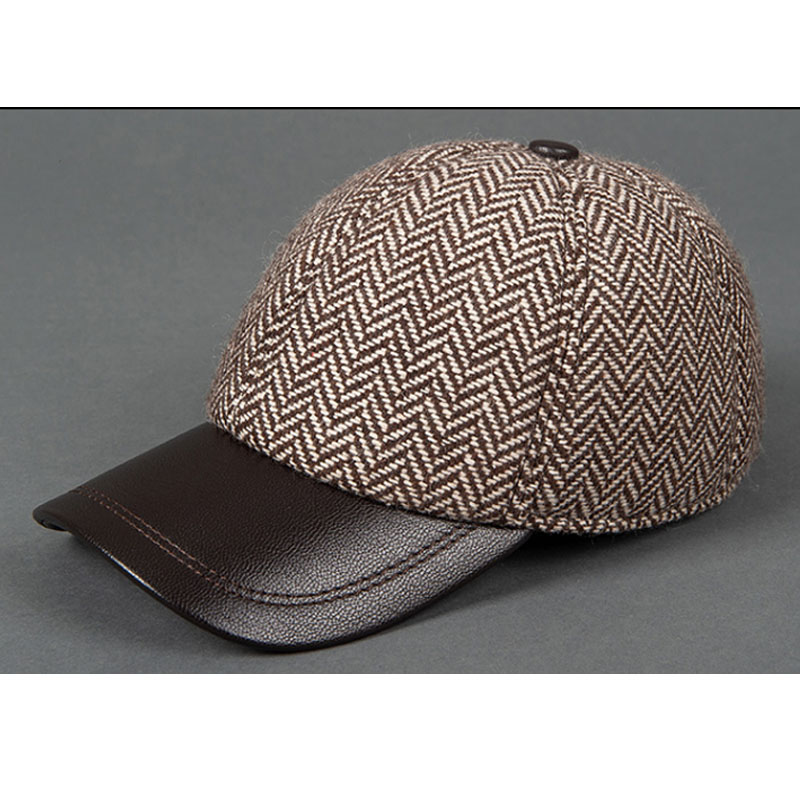 Verkauf Neue Ankunft 2022 Winter Kopf Schicht Aus Echtem Schaffell Leder Baseball Kappe männer Hut Casual Leder Wolle Spleißen