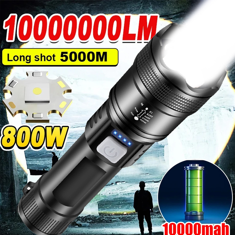 強力な P70 Led 懐中電灯 5000LM 超高輝度戦術的なライト緊急スポットライト伸縮ズームライト内蔵 18650 バッテリー