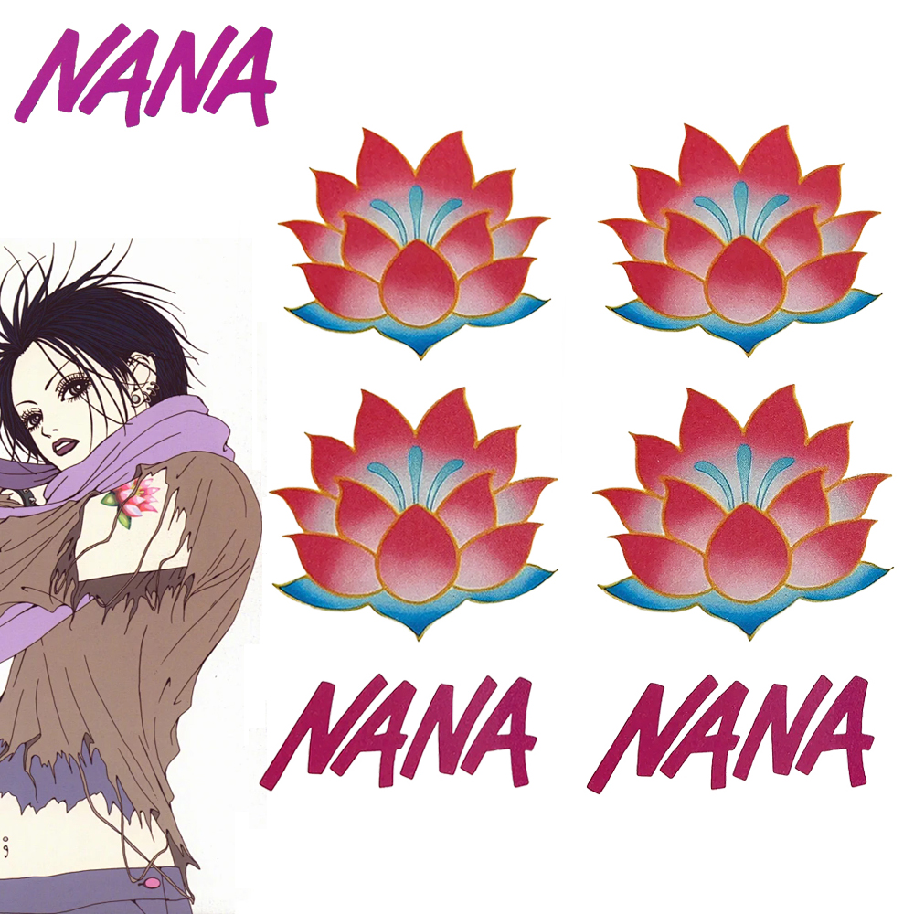 Autocollants de tatouage temporaire imperméables à l'eau, motif fleur de lotus, pour cosplay Anime NANA Oosaki Nana, accessoires de déguisement pour Halloween