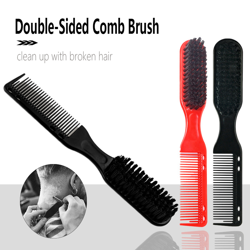 Dubbelzijdige professionele kapper nekborstel kam zwart klein haar styling kam scheren baard salon carving stofdoek reinigingsborstel