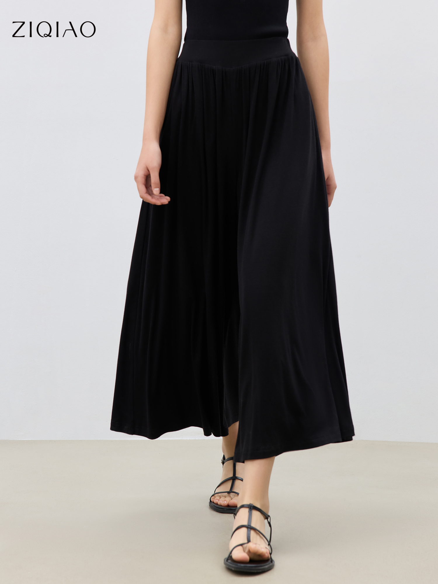 ZIQIAO pantalones de falda de punto colgantes de talla pequeña para mujer Primavera/Verano 2025, nuevos pantalones de pulpo que cubren las piernas 25ZQ91116 + 25ZQ91082