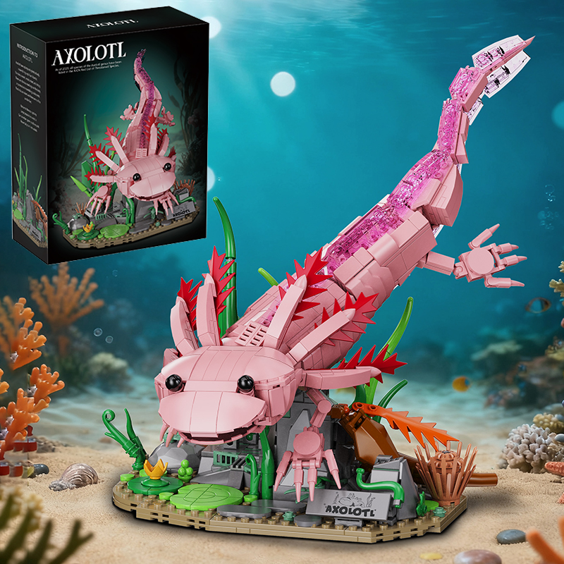 Kreative Rosa Axolotl Meerestier-Bausteine, Simulierte Seelife-Salamander, Aquatische Amphibien-Lernspielzeuge, Dekorations-Geschenk