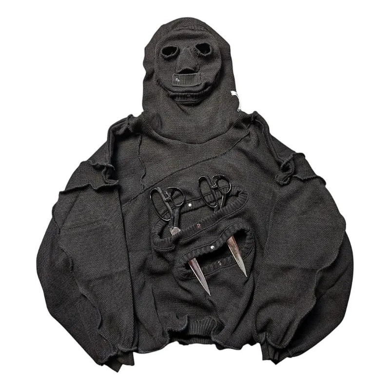 Tendência da moda americana diabo padrão oversized hoodie masculino y2k rua hip-hop harajuku solto moletom de manga comprida feminino