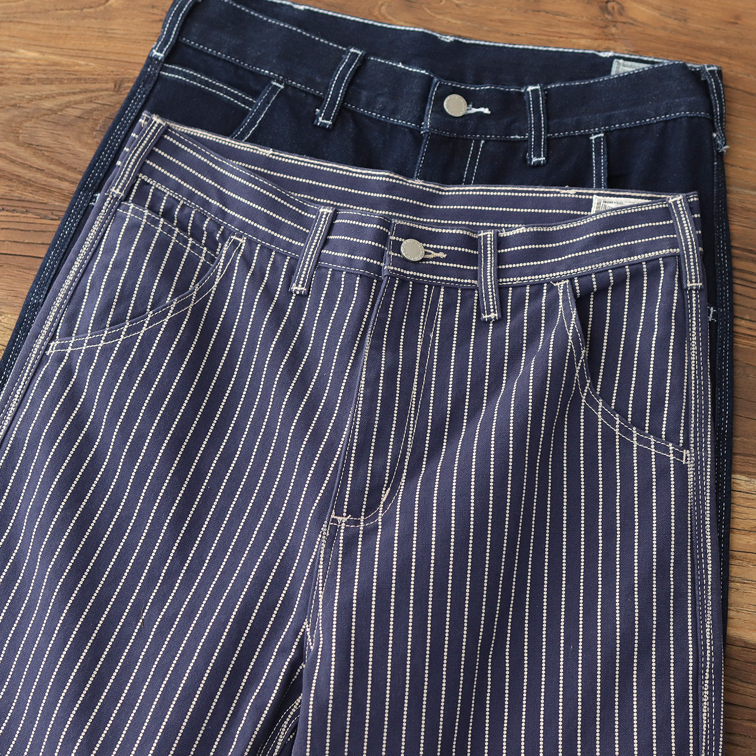 2025 primavera novo americano retro pesado denim listrado carga jeans masculino simples 100% algodão lavado solto casual calças retas
