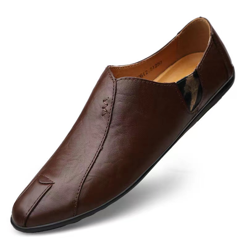 Zapatos informales de piel auténtica para hombre, mocasines transpirables sin cordones, de marca de lujo, talla grande 38-47, 2024