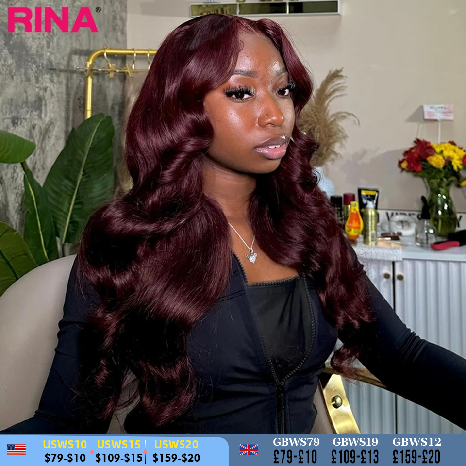 Onda do corpo Lace frontal peruca, cabelo humano, Borgonha escuro, 180 densidade, 13x4, 13x6, laço transparente, colorido brasileiro, 99J