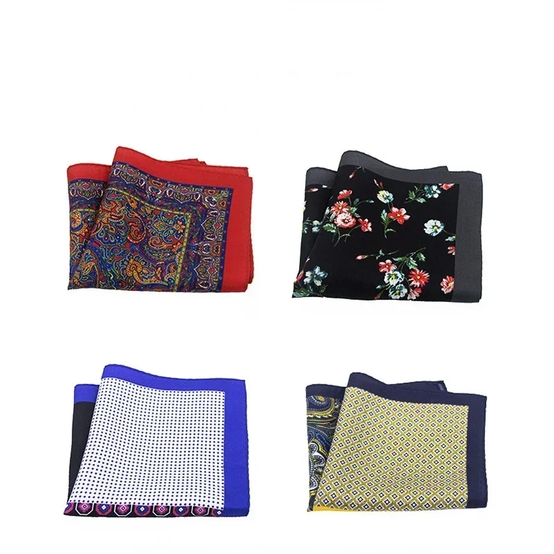 30*30cm quadrado de bolso de seda real para homens flor cor sólida terno xadrez para lenço de decoração de bolso