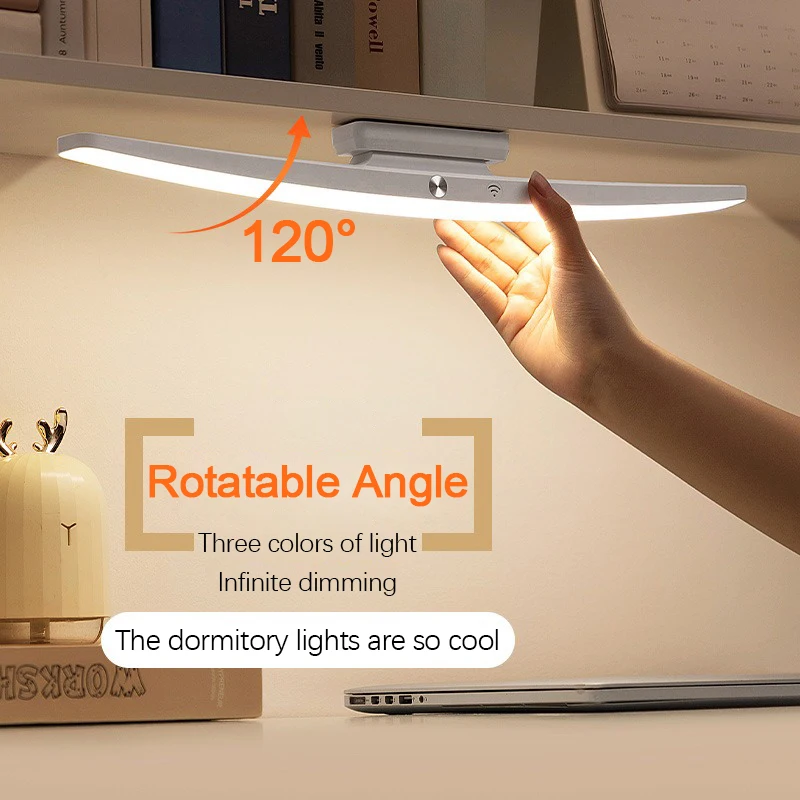 LED-Schreibtischlampe zum Aufhängen, magnetische Tischlampe, Touch-USB, wiederaufladbar, stufenloses Dimmen, Schrank, Schrank, Kleiderschrank, tragbares Nachtlicht
