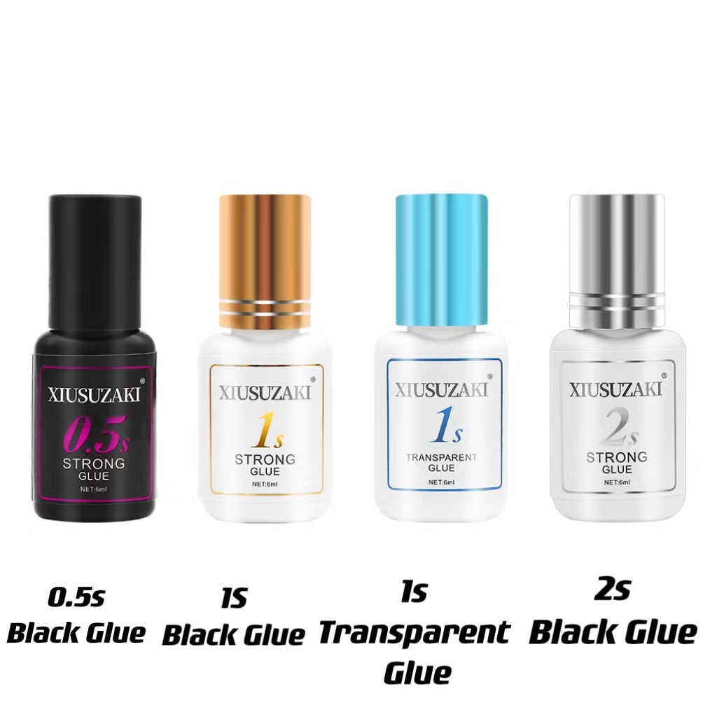 Cola para Extensões de Cílios XIUSUZAKI 6ml, Secagem Rápida em 0.5s a 1s, Adesivo Transparente Preto, Baixa Irritação, Cola UV para Cílios