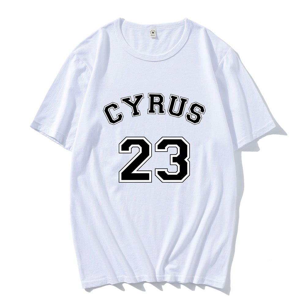 Miley Cyrus เสื้อยืดฟุตบอลหมายเลข 23 Tee-เสื้อ Hip Hop พิมพ์เสื้อยืดผ้าฝ้ายสบายคุณภาพสูง Tee Ropa Mujer
