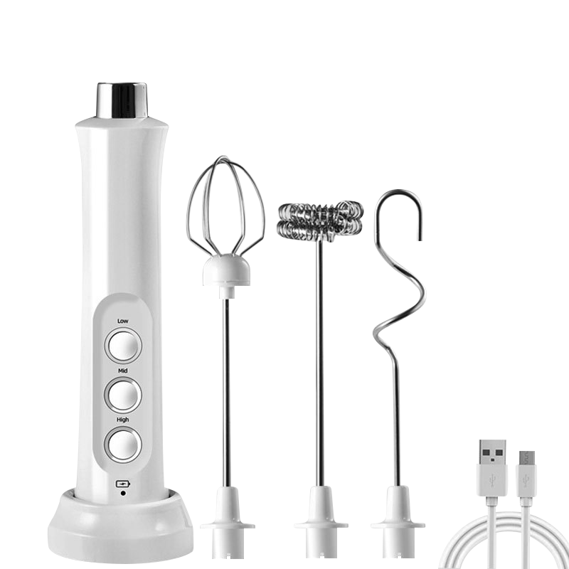 Espumador de leche eléctrico recargable portátil 3 en 1, máquina de espuma, Espumador de mano, mezclador de bebidas de alta velocidad, varita para espumar café