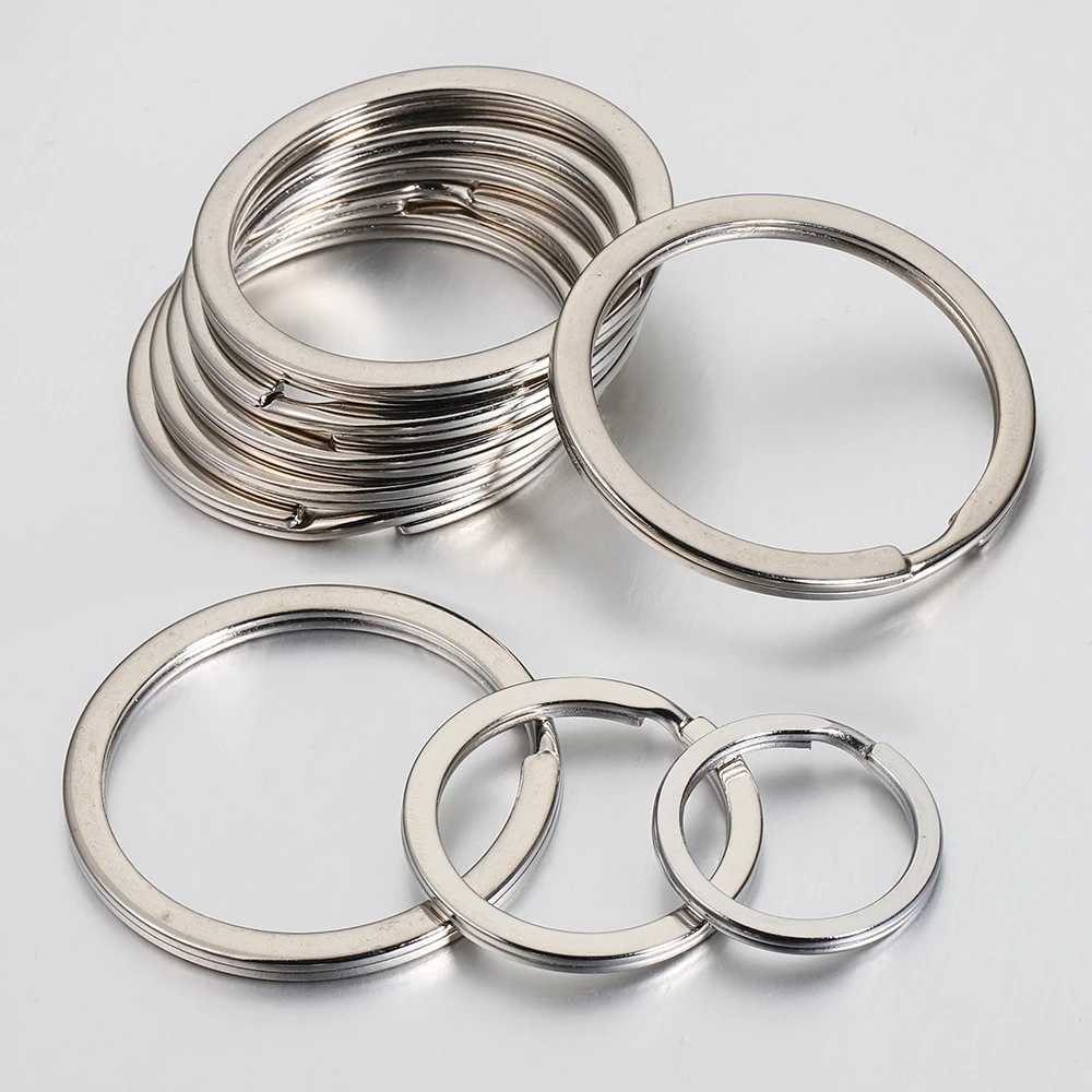 20 piezas llaveros de acero inoxidable 20/25/28/30/35mm línea plana redonda anillos divididos llavero para hacer joyería llavero hallazgos DIY