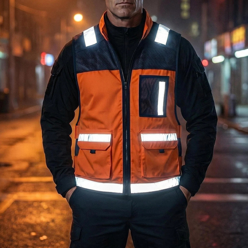 Amerykańska letnia kamizelka odblaskowa, funkcjonalna odzież robocza do prac sanitarnych, dostaw, patroli, szkolenia w zakresie pierwszej pomocy, do aktywności na zewnątrz i dojazdów do pracy.