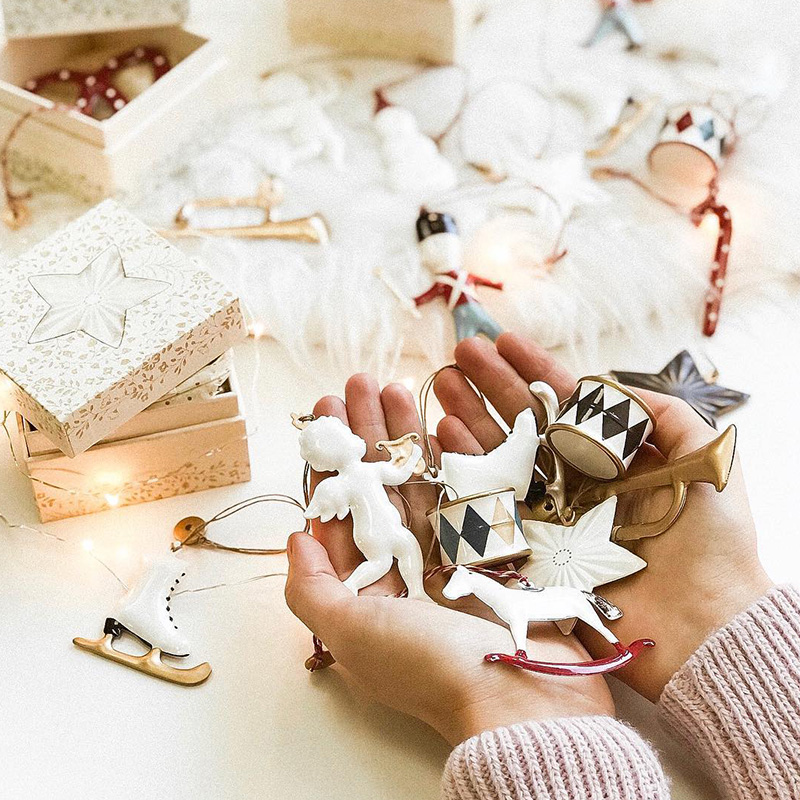 Chất Lượng Cao Bắc Âu Tin Cây Giáng Sinh Trang Trí Lễ Hội Cảnh Mặt Dây Chuyền Kim Loại Elf Người Lính Thiên Thần Sao Trống Trang Trí Trang Trí Nội Thất