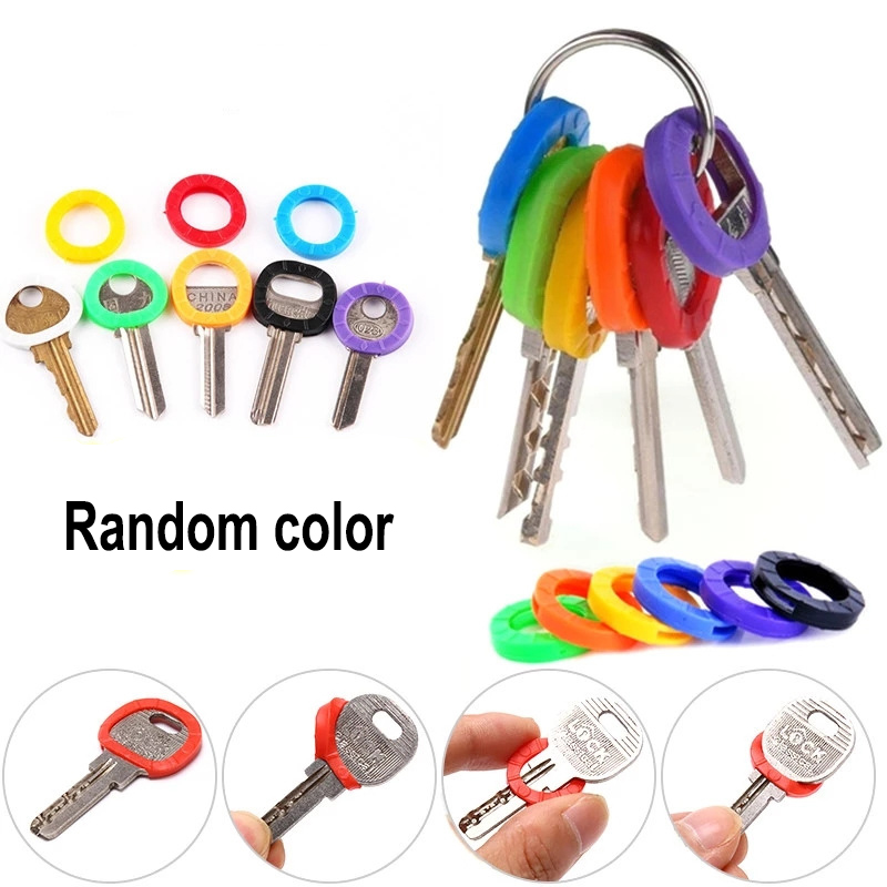 10-32 pçs cor manga chave cor misturada macio silicone elástico chaveiro diy chave pingente marcação para distinguir a chave