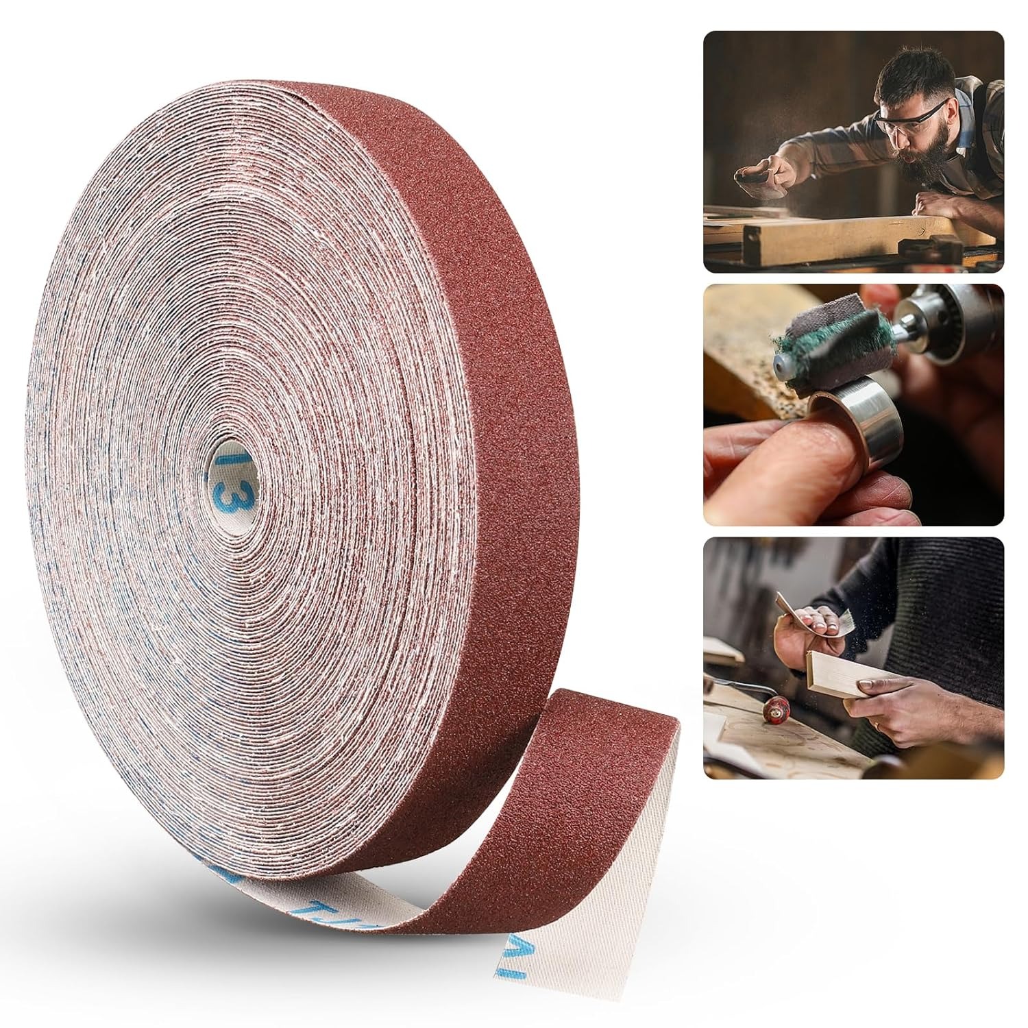 1inch Emery Cloth Rolls, Continuous Sandpaper (2m / 5m) Suitable for Wood Sanding, Metal Polishing, Car Detailing