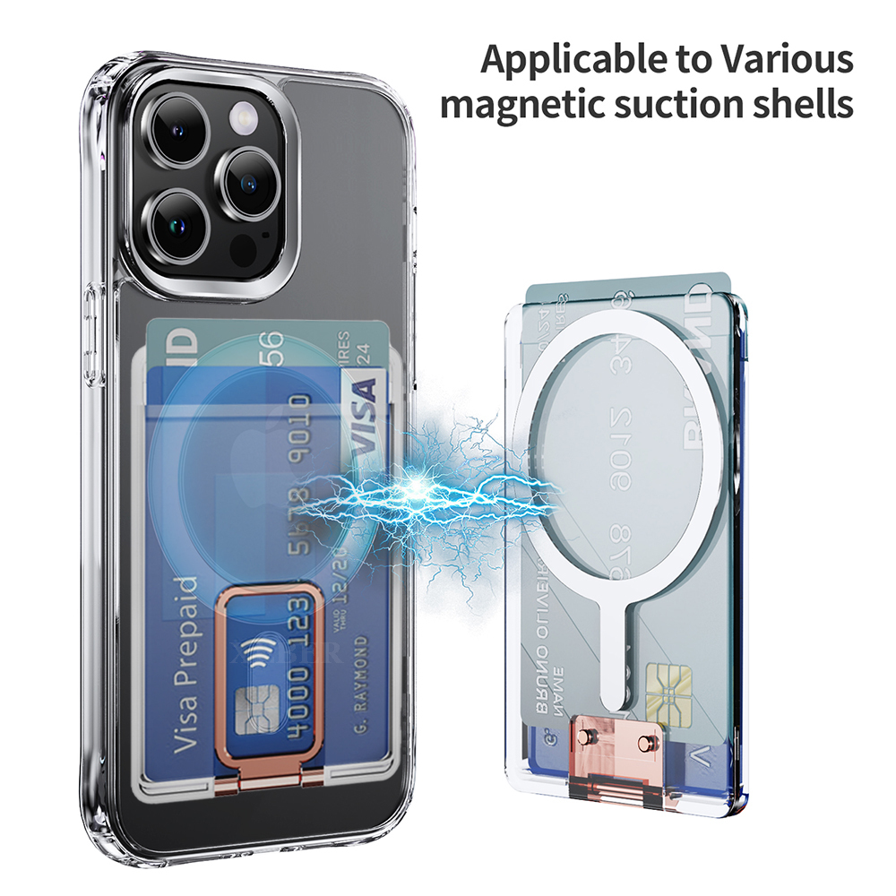Voor Magsafe Portemonnee Magnetisch Clear Case Voor iPhone 16 Pro Max 15 14 13 12 11 Sterke Adsorptie Magneet Vouw Stand Slot Kaarthouder