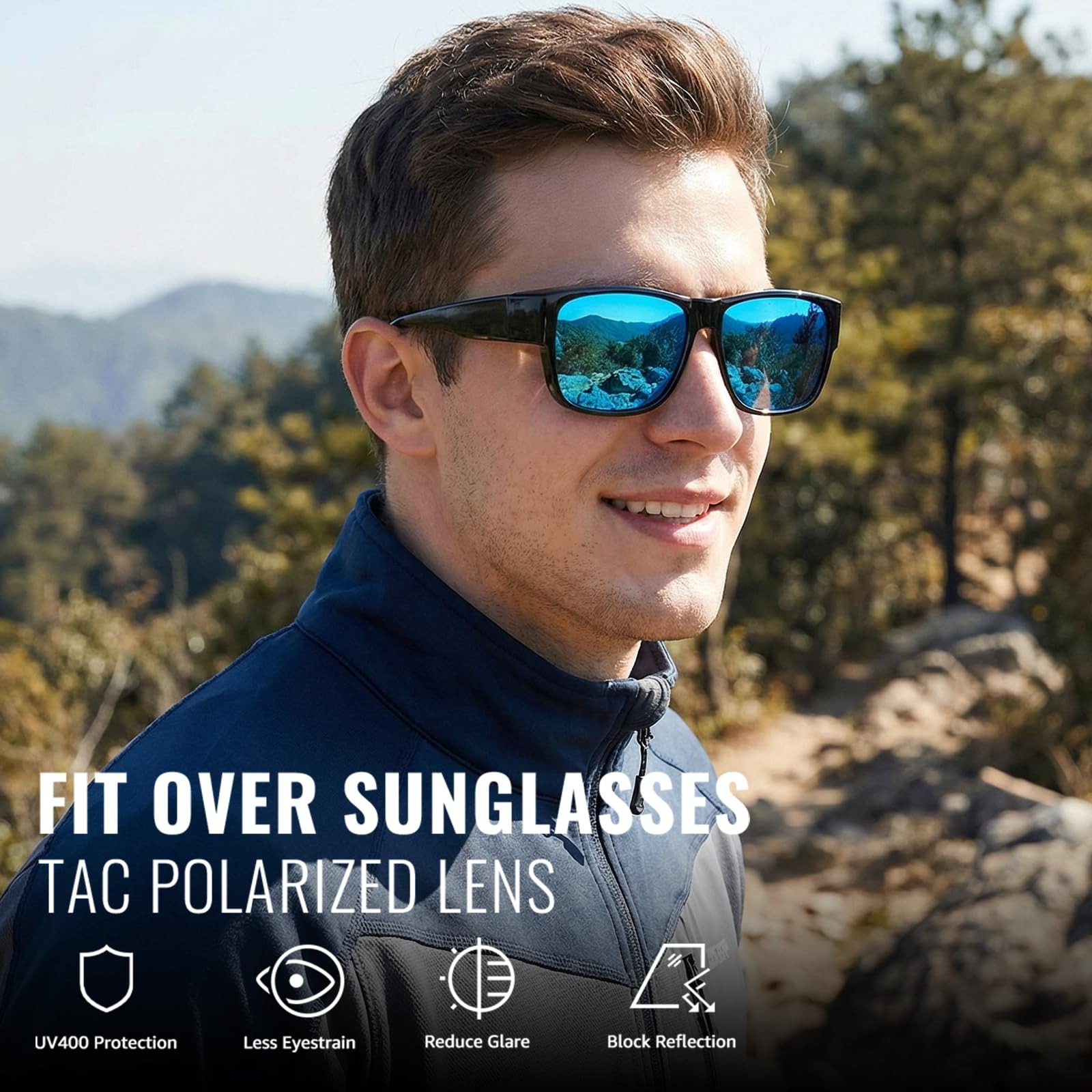 Gafas de Sol COOLEAR para Hombre, Polarizadas con Protección UV400, para Conducir, Usar sobre Otras Gafas, para Actividades al Aire Libre, Conducción y Uso Diario