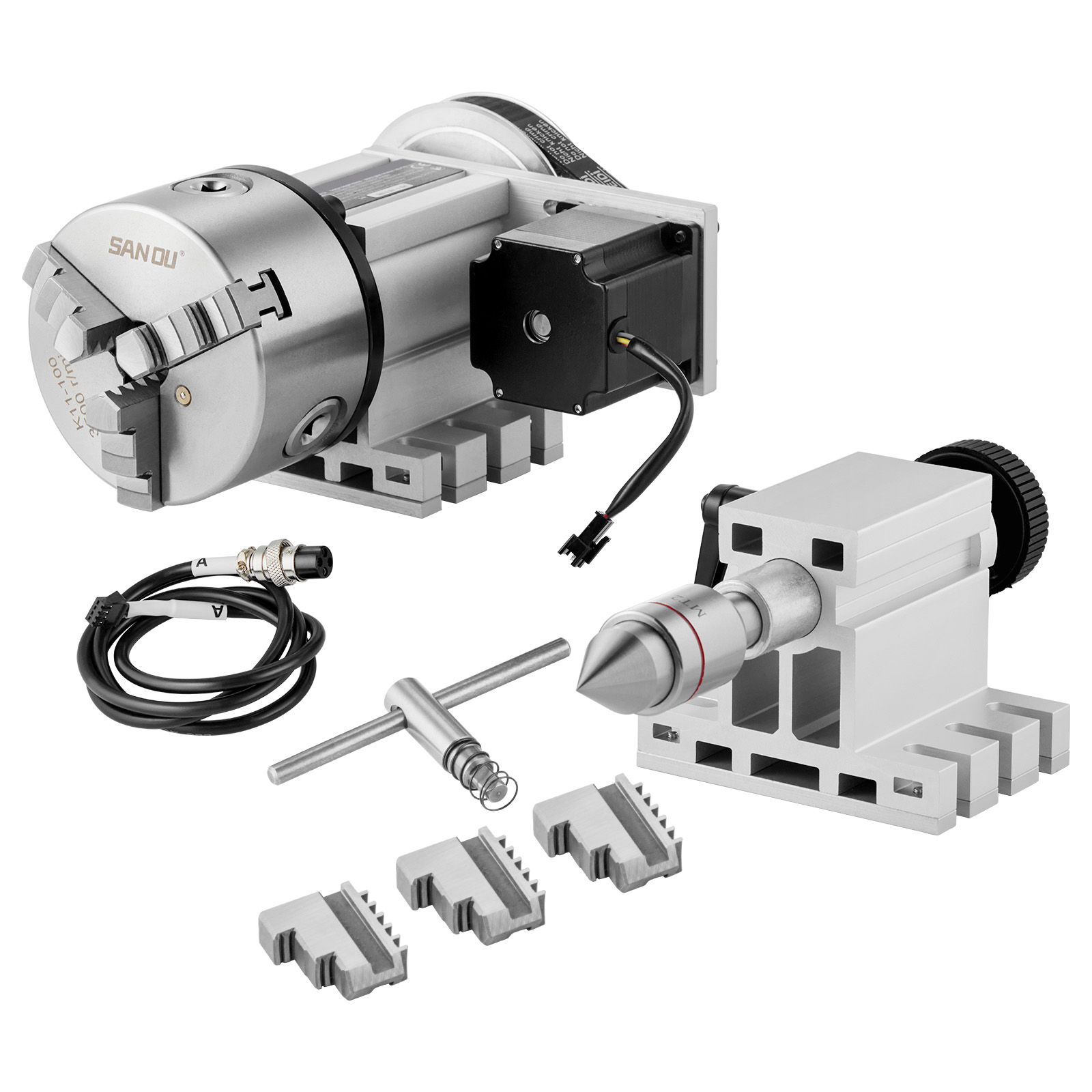 SucceBuy Dividing Head K11-100mm 3Jaw Chuck 2.6"/65mm Center Height MT2 Tailstock 6:1 Gear Ratio Universal for Milling Engraving