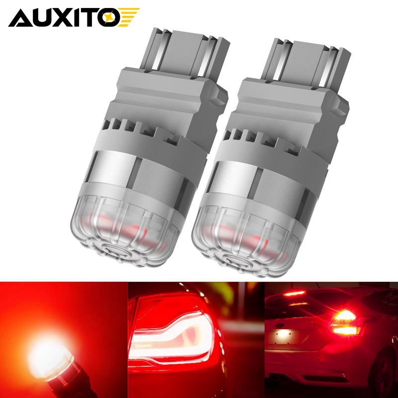 AUXITO-bombillas LED de repuesto para coche, luz trasera de estacionamiento de freno, color rojo brillante, 12V, W21W, W21/5W, T20, 7440, 7443, 2 uds.