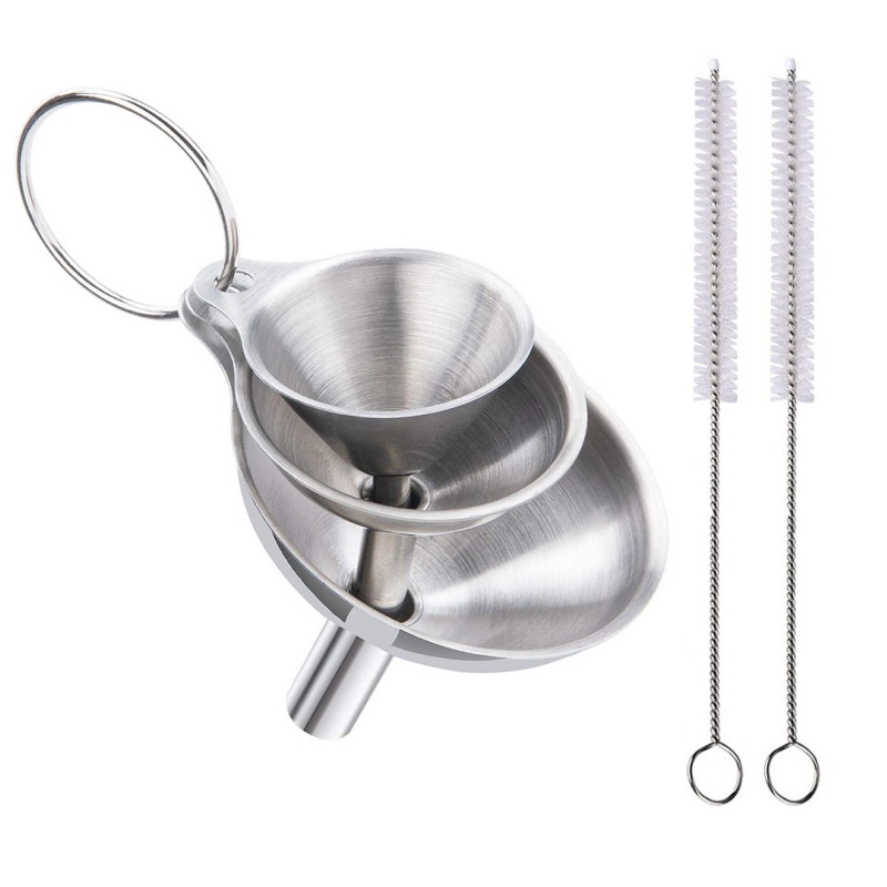 Conjunto de funis de cozinha de aço inoxidável, 3/5 peças, funis de metal de qualidade alimentar para encher garrafas, funis pequenos para especiarias de óleo essencial