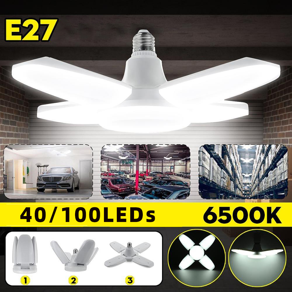 E27 Fan Shape Foldable LED Bulb AC220V/110V Deformation for Home Ceiling Light Warehouse and Garage White Light6500K Bulb