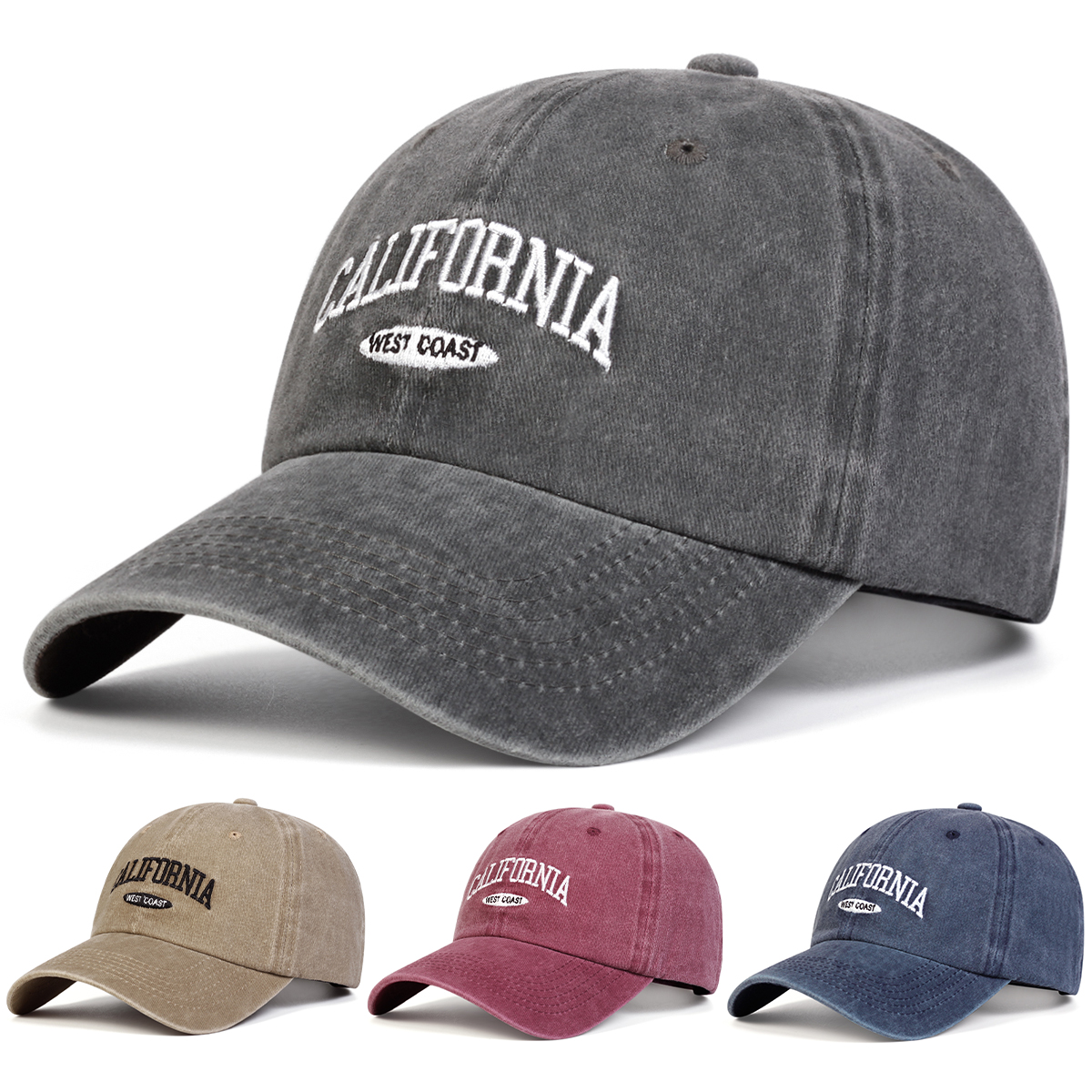 Topi Bisbol Uniseks CALIFORNIA dengan Bordir Huruf, Topi Kasual Luar Ruangan Musim Semi dan Musim Gugur yang Dapat Disesuaikan, Topi Tabir Surya