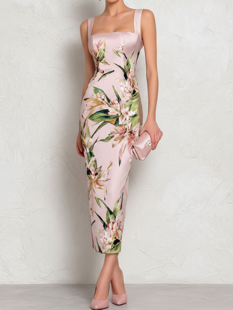 Nuevo Vestido Maxi Chic con Cuello Cuadrado y Espalda Descubierta, Vestido de Fiesta sin Mangas para Mujer, Vestido de Verano con Estampado Festivo y Patchwork para Dama