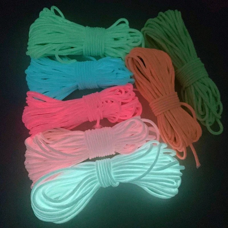 Świecąca Linka 9-żyłowa 4mm Paracord Nylon 550 Sznurek do Namiotu Linka Spadochronowa Outdoorowa Survival Camping EDC Świecąca w Ciemności
